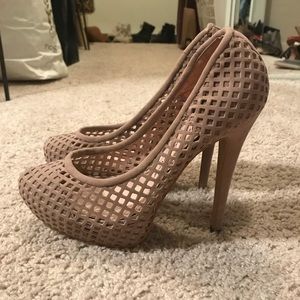 Mauve Suede Mesh Heels